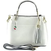 FLORENCE Handtasche Florence Umhängetasche Damen Handtasche (Handtasche), Damen Leder Umhängetasche, Handtasche, weiß ca. 30cm
