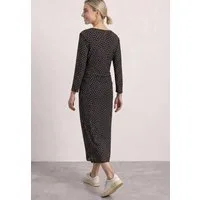 STREET ONE Midikleid Sommerkleid mit Punkten / Seitliche Raffung