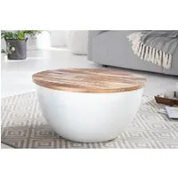 riess-ambiente Couchtisch INDUSTRIAL STORAGE Ø60cm weiß / natur (Einzelartikel, 1-St), Wohnzimmer · Massivholz · Metall · rund · mit Stauraum · handmade