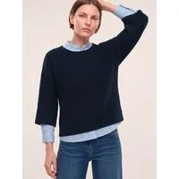 Walbusch Rundhalspullover Damen Pullover mit Kimonoärmel Rundhals, modern