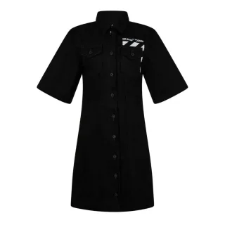 Off White - Hemdblusenkleid für Damen, Denim (Schwarz/Weiß)