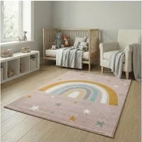 Jimri Kinderteppich DOT´S Teppiche für Kinderzimmer, Kinderzimmerteppich, Teppich, Läufer, Regenbogen