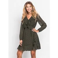 bonprix Minikleid in Wickeloptik, mit Volants, taillierte Passform, mit V-Ausschnitt