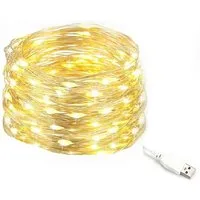 Salcar LED-Lichterkette 10m LED Lichterkette Outdoor Indoor USB Kupferdraht Weihnachtsdeko, Warmweiß