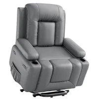 GarveeMore Massagesessel Elektrischer PU-Leder Fernsehsessel,Relaxsessel,Fernsehsessel, mit Aufstehhilfe, Heizung, Liegefunktion und verstellbarer Rückenlehne