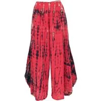 Guru-Shop Relaxhose Boho Batik Hosenrock, weite Sommerhose - rot Ethno Style, alternative Bekleidung