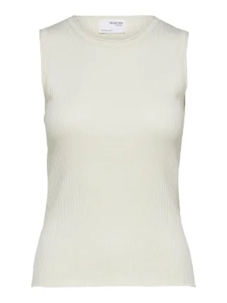 selected men - Ärmelloses Strickoberteil beige - Gr. - M