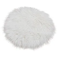 matches21 HOME & HOBBY Sitzkissen Rundes langflor Deko-Fell Sitzkissen 34 cm in weiß für Stühle, Flauschiges Kunstfell als Fell-Teppich Stuhl-Überwurf Sitzauflage