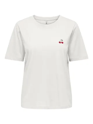 ONLY - ONLHAPPY S/S EMB BOX TOP JRS Cloud Dancer - Gr. - L