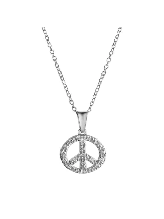 Celesta Silber Halskette Boho Peace mit Kette 42+3cm 925 Silber Zirkonia weiss
