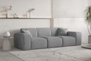 Sofa Designersofa CELES PREMIUM 3-Sitzer in Stoff Ascot Bukla Grau