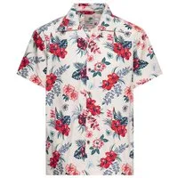 KingKerosin Kurzarmhemd Hibiscus mit tropischem Allover-Print