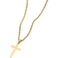 KARMA Kette mit Anhänger Halskette Herren mit Kreuz Silber oder Gold Edelstahl wasserfest (Geschenk für Ihn Kreuzkette, 1-tlg., Edelstahlkette Männer Herrenhalskette), 48 cm Kette Herrenschmuck