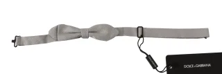 Dolce & Gabbana Men's Gray 100% Silk Faille Adjustable Neck Bow tie Papillon