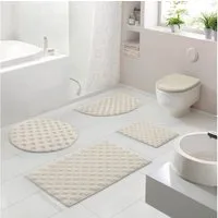 OTTO home Badematte Naala, Badvorleger, Badezimmer Teppich, sehr weich, Höhe 20 mm, rutschhemmend beschichtet, schnell trocknend, fußbodenheizungsgeeignet, Polyester, rechteckig, 3-tlg. Stand-WC Set, Karo-Muster, auch als 2-teiliges Set erhältlich, M