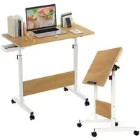 JEOBEST Computertisch Stehpult Höhenverstellbar Schreibtisch, Beistelltisch fürs Sofa, (Laptoptisch, 1-St) 180° Drehbaren Tischplatte, 4 Mobiler Rollen