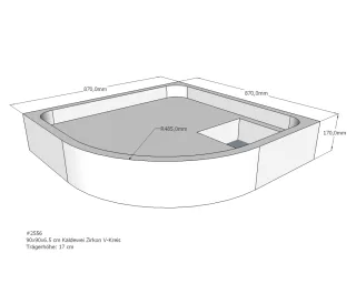 Neuesbad Wannenträger für Kaldewei Zirkon 90x90x6,5 Viertelkreis SD20099