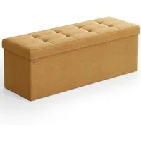 SONGMICS Sitzbank Sitzhocker mit Stauraum, klappbare, für Wohnzimmer Schlafzimmer Flur, 38 x 110 x 38 cm Fußbank, Aufbewahrungsbox, bis 300 kg belastbar