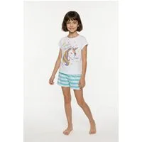 bonprix Shorty (Set) vierteiliger Shorty-Pyjama, zwei T-Shirts mit Druck, aus Baumwolle