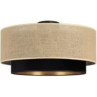 Licht-Erlebnisse Deckenleuchte JELO, ohne Leuchtmittel, Stoff Metall rund D: 45 cm in Schwarz Beige Gold E27 Modern