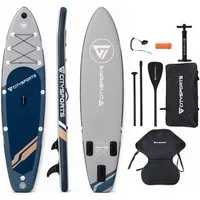 CITYSPORTS Inflatable SUP-Board 320x80x15cm,aufblasbares Stand Up Paddle Board set bis 160 kg, Komplettset mit Paddel, Pumpe, Rucksack, Leash, Finnen & Kajak-Sitz