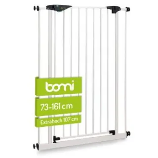 bomi Türschutzgitter Extrahoch 107 cm - Mira 73-161 cm in Weiß für Hunde & Katzen M