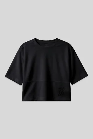 Übergroßes Polyester Crew-Neck T-Shirt mit Tasche