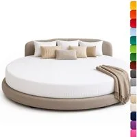 Strauss Home Spannbettlaken Premium RUND 220x220 bis 25cm 100% Baumwolle 160GSM Jersey, Gummizug: Rundumgummizug, 150GSM