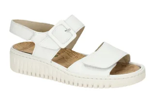 Waldl?ufer Damen Sandale 955004 Weiss H-WILLOW Klett 3fach Keilabsatz