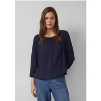 s.Oliver Kurzarmbluse Bluse Strukturierte Viskose-Bluse mit Raff-Details