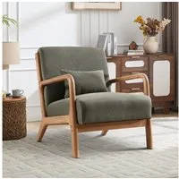 Bonzy Home Sessel Accent Sessel mit Kissen&Holzrahmen&Armlehnen, 150kg belastbar (1-St)