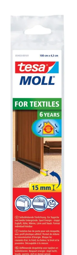 TESA tesamoll STANDARD Türdichtschiene für Textilböden, 43 mm x 1 m, braun