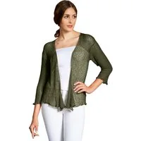 Caspar Strickjacke STJ022 angenehm leichter Damen Sommer Bolero mit 3/4 Arm