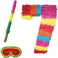 Party Factory Pinata Pinata Zahlen Set 0-9, Stab & Maske Kindergeburtstag Schlagpinata, 50 x 35 x 8cm