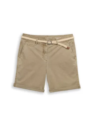Tom Tailor - Chino Bermuda Shorts mit Gürtel braun - Gr. - 34