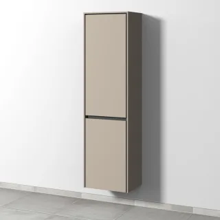 Sanipa Twiga Hochschrank mit 1 Tür und 1 Wäschekorbklappe, Sandgrau-Matt, SY10267 SY10267