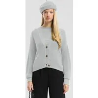 QS Cardigan Strickjacke Melierte Strickjacke aus Baumwollmix