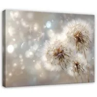 Wallarena Leinwandbild Pusteblumen Blumen - Beige - Modern - Schlafzimmer, Pusteblume, 60x40x2cm