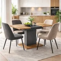 OTTO home Esstisch Boston, Säulentisch, Speisetisch, Küchentisch, ausziehbar bis 150 cm, Platz für bis zu 6 Personen, verlängerbar durch Einlegeplatte