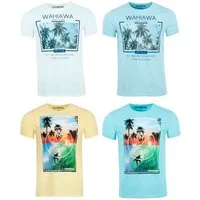 riverso T-Shirt Herren Printshirt RIVLukas 4er Pack Regular Fit (Vorteilspack, 4-tlg) Kurzarm Tee Shirt mit Rundhalsausschnitt aus 100% Baumwolle