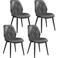 Yaheetech Esszimmerstuhl 2/4/6er Set (4 St), Küchenstühle mit Rückenlehne & Metallbeine für Wohnzimmer/Esszimmer