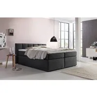 Möbelfreude Boxspringbett Boxspringbett Bea mit niedrigem Kopfteil Anthr..., Anthrazit 160x200 cm H3 7-Zonen-Taschenfederkern Matratze + Visco-Topp