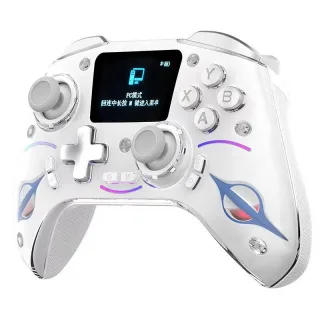 Tri-mode Wireless Gaming Controller with 2 Inch HD Screen Hall Joysticks and Hall Triggers RGB Lighting for PC Switch iO