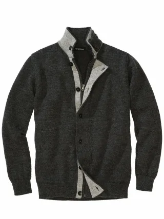 Mey & Edlich Herren Alpin-urbane Strickjacke Grau 100 % Wolle