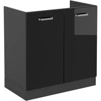Vicco Unterschrank R-Line, Schwarz Hochglanz/Anthrazit, 80 cm ohne Arbeitsplatte (1-St)