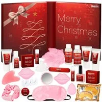 BRUBAKER Kosmetik-Adventskalender XXL Beauty Adventskalender 2026 - Weihnachtskalender zum Aufklappen (24 Kosmetik & Spa Überraschungen - Groß, 1-tlg), Kalender Weihnachten für Frauen und Mädchen - Rot