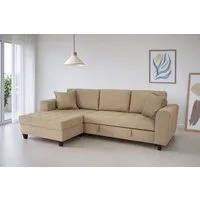 Trends by HG Ecksofa Moritz L-Form, B: 265 cm, mit Bettfunktion, Bettkasten & Zierkissen