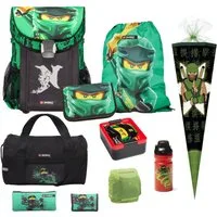 LEGO® Bags Schulranzen Lego Ninjago Einschulungs-Set "Easy" mit Sporttasche und Schultüte (Set, 10-tlg., mit Dose, Flasche, Sporttasche und Schultüte 85cm), ab der 1. Klasse, Ultra-Leicht, 16L Volumen, wasserabweisend