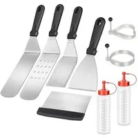 Intirilife Grillbesteck-Set, (9 tlg), BBQ Grillbesteck Grillwerkzeug Plancha Kit
