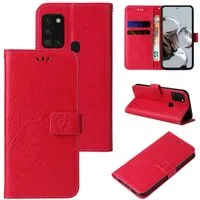 Tec-Expert Handyhülle Cover Tasche Hülle für Samsung Galaxy A21s 6,5 Zoll, Klapphülle Case mit Kartenfach Fliphülle aufstellbar, Motiv Blumen